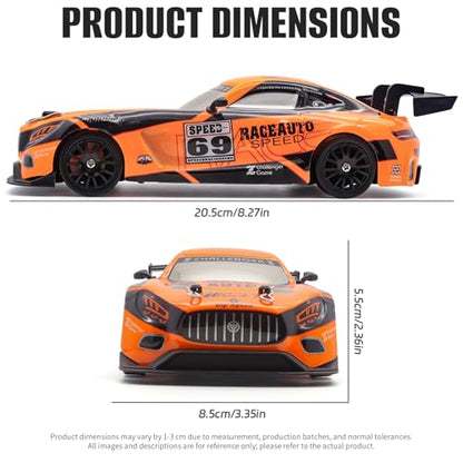 RC Drift Car, 1:24 Scale Remote Control Cars Vehicle for Kids, 2.4GHz 20KM/H 4WD High Speed RC Cars with LED Light Two Batteries & Drifting Tires Racing Sport Toy Car for Adults Boys Girls ZG05-Orange - style: ZG05-Orange