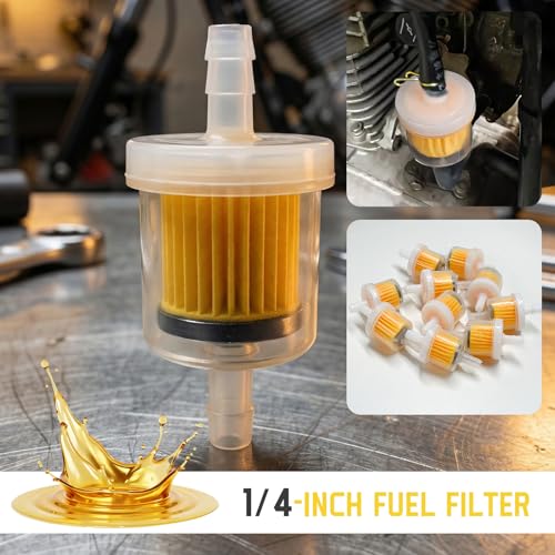 10 PCS 1/4 Inch Gas Inline Fuel Filter with Magnet, Universal Small Engine Fuel Filter Replacement, Compatible with Gasoline Generators, Motorcycles, Scooters, ATVs