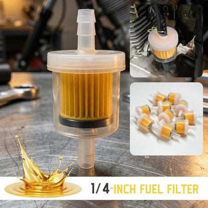 10 PCS 1/4 Inch Gas Inline Fuel Filter with Magnet, Universal Small Engine Fuel Filter Replacement, Compatible with Gasoline Generators, Motorcycles, Scooters, ATVs