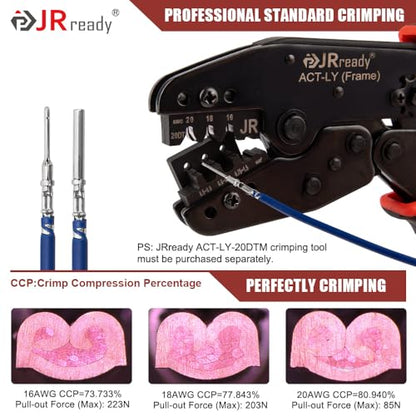JRready Deutsch DTM Connector Terminal Kit Size 20,Male Pins 1060-20-0122/ Female Sockets 1062-20-0122 Open Barrel Style Contacts for Wire Gauge 16-22AWG,ST6256-100 Stamped & Formed Contacts Set - size: #20 Stamped Contacts(16-22AWG) 7.5A (Max)