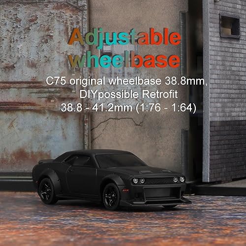 1:76 Turbo Racing Scale RC Sport Car, Table Racing Remote Control Mini Model Car Full Proportional RTR Kit Toys (C75-black) - color: C75-black