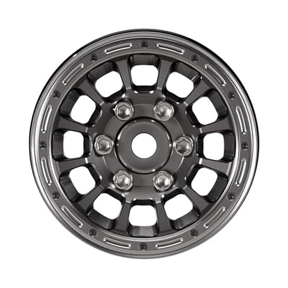 INJORA 1.0" Aluminum Beadlock Wheels 0mm Offset for 1/18 1/24 RC Crawler Upgrade, W1056(Titanium) - color: Titanium