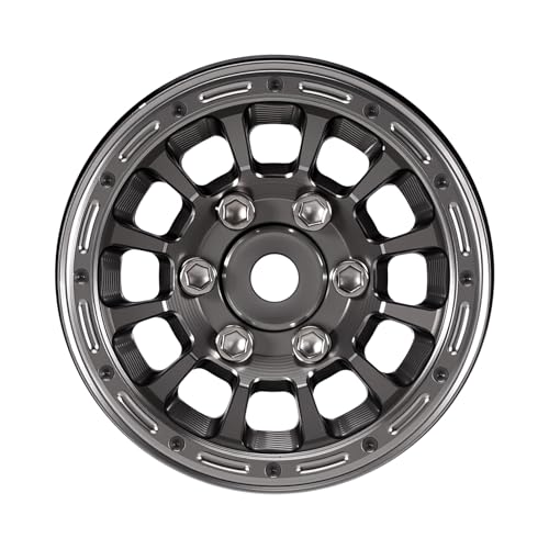 INJORA 1.0" Aluminum Beadlock Wheels 0mm Offset for 1/18 1/24 RC Crawler Upgrade, W1056(Titanium) - color: Titanium