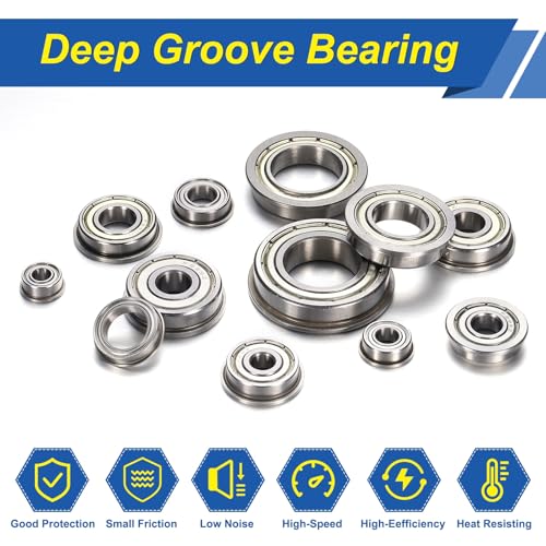 uxcell 5Pcs F6001ZZ Flanged Ball Bearings, 12 x 28 x 8mm Double Shielded Chrome Steel Deep Groove Bearing, ABEC5 - size: F6001ZZ 12 x 28 x 8mm