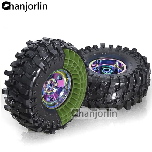 1.9 RC Silicone Rubber Insert Foam Soft waterproof 108x42mm Fit 118-122mm 1/10 Crawler Wheels Tires For 1:10 Crawler Car Traxxas TRX4 Axial SCX10 Capra RXB10 RC4WD D90 TF2 Gen8 4PCS (Green) | Fit 118-122mm 1/10 Crawler Wheels Tires - color: Green