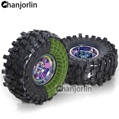 1.9 RC Silicone Rubber Insert Foam Soft waterproof 108x42mm Fit 118-122mm 1/10 Crawler Wheels Tires For 1:10 Crawler Car Traxxas TRX4 Axial SCX10 Capra RXB10 RC4WD D90 TF2 Gen8 4PCS (Green) | Fit 118-122mm 1/10 Crawler Wheels Tires - color: Green