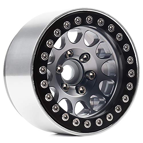 INJORA 1.9 Aluminum Beadlock Wheel Rim for 1:10 RC Crawler (Black&Gray) - color: Black&Gray