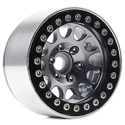 INJORA 1.9 Aluminum Beadlock Wheel Rim for 1:10 RC Crawler (Black&Gray) - color: Black&Gray