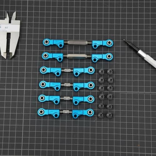 Yiju Electric Car RC Upgrade Kit Steering Linkage Aluminum Metal Links Stainless Steel Turnbuckle Adjustable Pull Rods Suitable for Trails Lots Open Fields, Sky Blue - color: Sky Blue