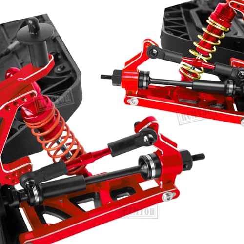 Upgrades Part for 1/10 Slash 4x4/Slash 4x4 VXL,Alloy Suspension Arm,Shock Absorber,Caster Block,Steering Blocks,Stub Axle Carriers,Steering Bellcranks,Shock Tower,Body Mounts,Red - color: Red for Upgrades