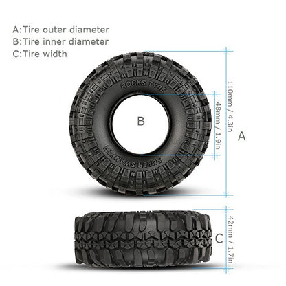 Goolsky 4Pcs AUSTAR AX-4020 1.9 Inch 110mm 1/10 Rock Crawler Tires for D90 SCX10 AXIAL RC4WD TF2 RC Car