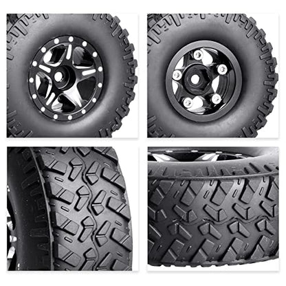 Hobbypark 4pcs 1.0 Beadlock Wheels and Tires Metal Micro Crawler Tires with Brass Wheel Weights Extended Wheel Hubs for 1/24 RC Crawler Car Axial SCX24 Gladiator Bronco C10 Deadbolt Upgrades (Type A) - style: Type A