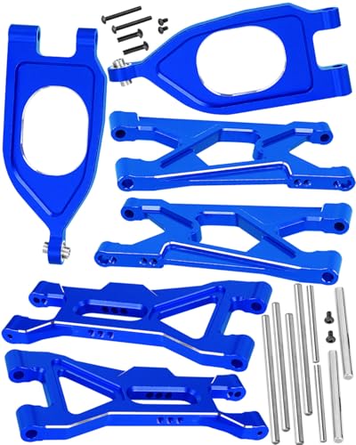 RC Aluminum Front Rear A Arms Upgrades Part for 1/10 Gorgon 4X2 2WD Gorgon Monster Truck(ARA3230T1),Alloy Front Rear Suspension A Arms Hops Up,Navy Blue(6PCS) - color: Navy Blue(6pcs)