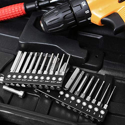 MulWark Hex Head Allen Wrench Drill Bit Set 20PC (10pc Metric & 10pc SAE), 2.3" Long 1/4" Diameter Quick Release Shank Magnetic Screwdriver Bit Set for Assembling Furniture - style: 20PC Hex Head Drill Bit Set