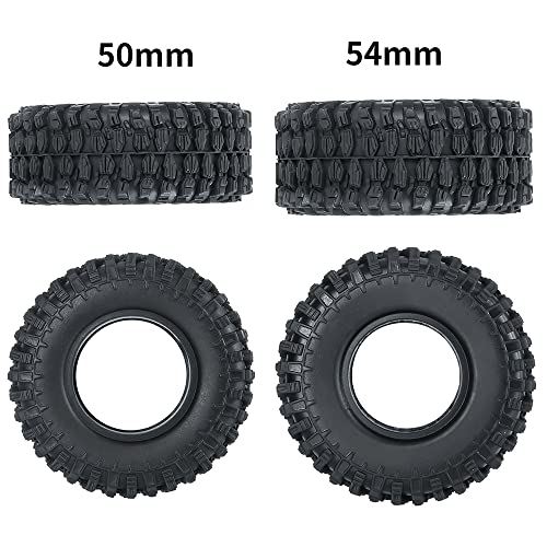 4PCS 1.0" Crawler Tires Rubber Wheel Tires Set for 1/24 Axial SCX24 90081 AXI00001 AXI00002 AXI00005 AXI00006 RC Crawler Car (50mm) - size: 50mm