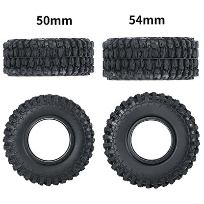 4PCS 1.0" Crawler Tires Rubber Wheel Tires Set for 1/24 Axial SCX24 90081 AXI00001 AXI00002 AXI00005 AXI00006 RC Crawler Car (50mm) - size: 50mm