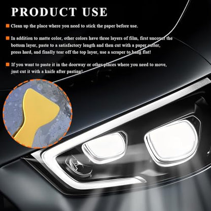 Sun Walker Car Light Tint Film, 12 x 48 Inch Waterproof Taillight Wrap Film Roll with Squeegee & Cutter, Self-Adhesive Vinyl Sticker Sheet Roll for Headlights Fog Lights Tail Lights (Light Black) - color: Light Black