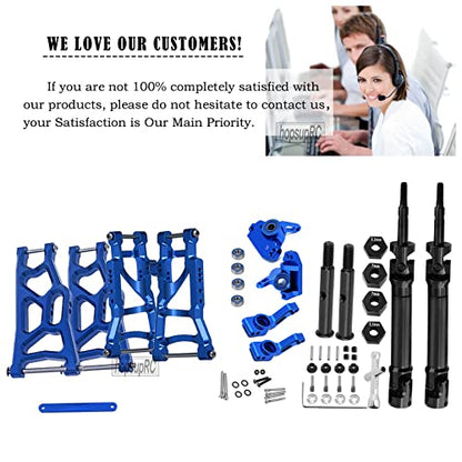 RC Stainless Steel Drive Shaft CVD Axles Upgrades Part for 1/10 Rustler/Stampede VXL 2WD,Alloy Suspension A Arm,Aluminum Caster Block & Steering Blocks & Rear Stub Carriers,Navy Blue - color: Navy Blue