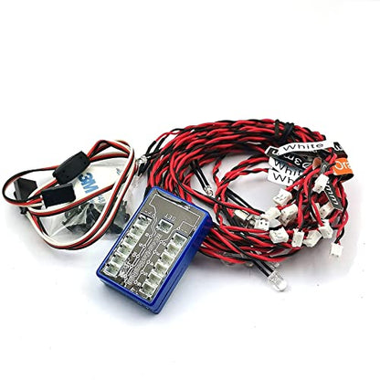 FainWan Rc Car Headlights Taillight Rc Truck Led Lights Flashing Light Lamp 12 LED 5 Operation Modes Compatible with 1/10 Rc Trucks, Crawler, Off-Road, Sport Racing