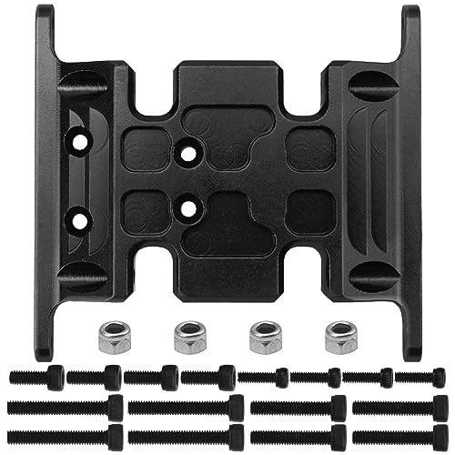 Aluminum Center Transmission Skid Plate Mount Gearbox Mount Base Compatible with Axial SCX10 1/10 RC Rock Crawler Car (Black) - color: Black