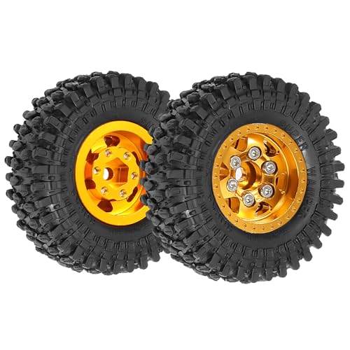 STMU 1.0 Beadlock Wheel Tires Set for 1/24 1/18 RC Crawler Car Ascent-18 Scout II Axial AX24 SCX24 FMS FCX24 (Golden)