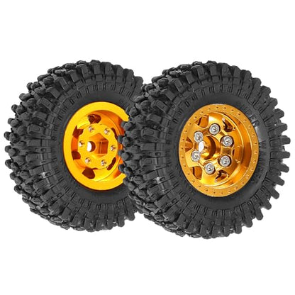 STMU 1.0 Beadlock Wheel Tires Set for 1/24 1/18 RC Crawler Car Ascent-18 Scout II Axial AX24 SCX24 FMS FCX24 (Golden)