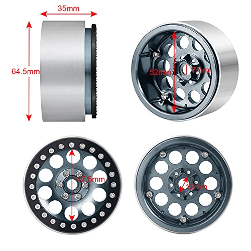 Benedict Harry Aluminum Alloy 2.2" Beadlock Wheels Rims for 1/10 RC Rock Crawler Car Axial Wraith RR10 SCX10 90046 YETI D90 CC01