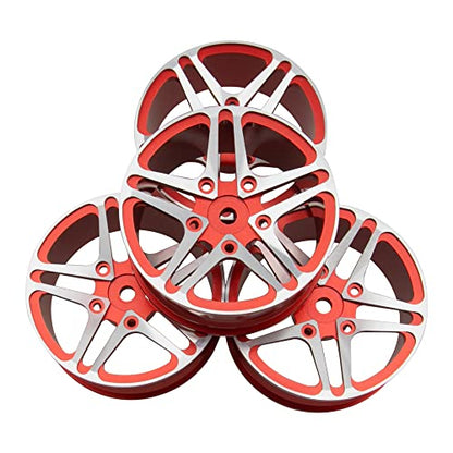 ShareGoo Metal Wheel Rims RC 12mm Hex Hubs 1/10 RC Drift On-Road Racing Touring Wheel Rim Compatible with HSP Tamiya Kyosho RedCat Sakura WLtoys Universal 1/10 RC Scales,5-Spoke (Red) - color: Red