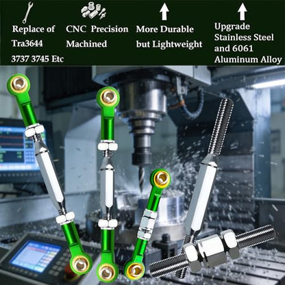Stainless Steel Turnbuckles Fit for 1/10 Traxxas Rustler 4X4 2WD,7pcs Adjustable Camber Links with Rod Ends for Slash 2WD 4X4,Hoss 4X4,Stampede 4X4,Bandit 2WD 4X4 Upgrades Hop Ups Parts,Green - color: Green