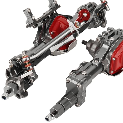Aluminum Front & Rear Portal Axles for Axial SCX10 & SCX10 II 1/10 RC Crawler Car Axle Set Metal Upgrades Part (Titanium) - color: Titanium