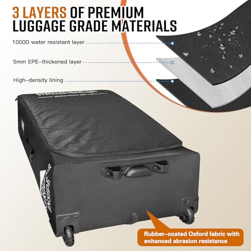 RAYMACE Padded Stroller Travel Bag for Airplane with Wheels | Fits to UPPAbaby Vista V2 V3, Cruz V2 V3,Travel Safe Protection Storage Bag, Patterned Design, Black