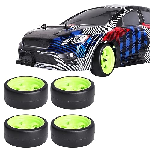 CrazayHobby RC Drift Wheels and Tires Hard Plastic Slick Tires 12mm Hex for 1/10 Traxxas 4Tec 2.0 3.0 Tamiya TT01 TT02 HPI HSP MsST On-Road Car