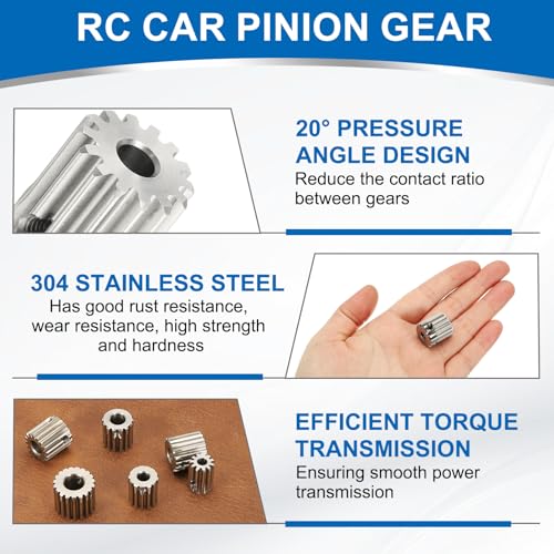uxcell 1 Mod 14T Spur Gear 5mm Bore, 304 Stainless Steel Pinion Gear, 20°Pressure Angle, for Spur Rack and RC Model Car or Motor DIY - size: 1 Mod 14T, 5mm