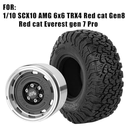 RC 2.2in Wheels&Wheel Rim Tires Beadlock Wheel for 1/10 SCX10 AMG 6x6 TRX4 Red cat Gen8 Red cat Everest gen 7 Pro.Aluminium Wheel Hub Rim Wheel Rim.Black(4PCS) - color: Black（4pcs）