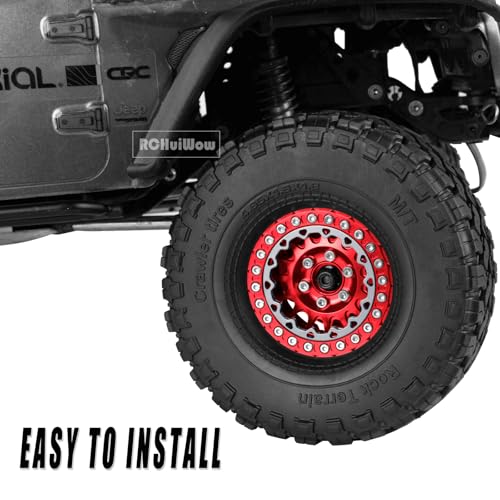 RC 1.9 Beadlock Wheels for 1/10 RC Crawler TRX4 TRX6 SCX10 90046 AX103007 VS4-10 MST CFX RC4WD D90 Red cat Gen8 7,Alloy Aluminium 1.9 rc Beadlock Rims 1.9 rc Wheels,4PCS,Red - color: Red(4pcs)