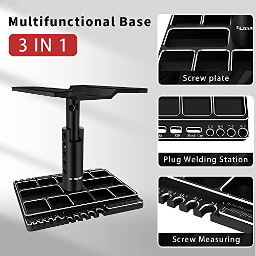 GLOBACT Multi RC Car Stand RC Repair Tool for 1/8 1/10 1/18 RC Car, Black | 360 Switch Rotation, 5 Levels Height Lift or Lower