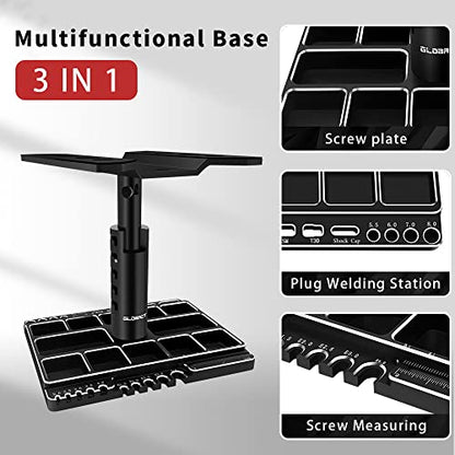 GLOBACT Multi RC Car Stand RC Repair Tool for 1/8 1/10 1/18 RC Car, Black | 360 Switch Rotation, 5 Levels Height Lift or Lower