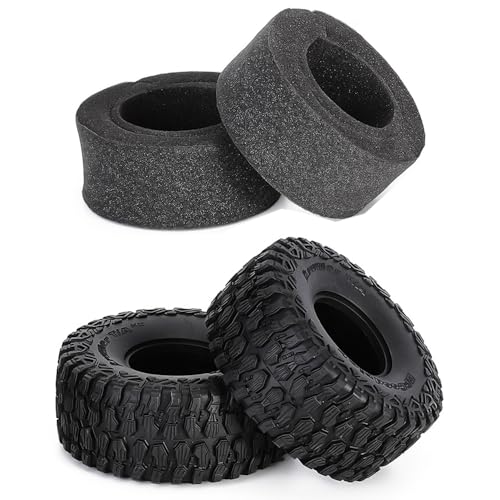 2.2" RC Crawler Tires with Foam Inserts, 4Pcs 135mm All Terrain Rubber Tires for 1/8 1/10 Short Course Truck Desert Racer – Compatible with TRX4 TRX6 RBX10 KM4 MJX H8H