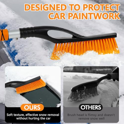 Snow Brush & Ice Scraper, 2 in 1 Car Ice Scrapers for Windshield Window, Detachable Ice Snow Removal Tool with Ergonomic Foam Grip for Car Truck SUV, Winter Car Accessories