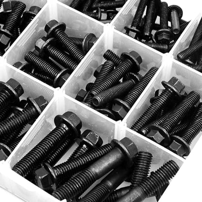 Flanged Bolts and Nuts Kit, Black Alloy Steel Grade 10.9, 245 Pieces, M6 M8 M10, Hex Flange Head, Black Oxide Finish - color: 245PCS M6 M8 M10 Bolts and Nuts Kit