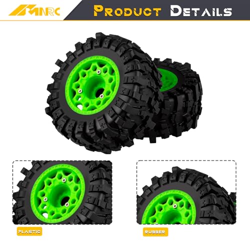 Plastic RC Short Course Truck Wheels and Rubber Tires & 12MM 14MM 17MM Hex Kit for 1/10 Arrma Senton Slash 4×4 2WD for Axial Losi Series Upgrade Part Green - color: Green