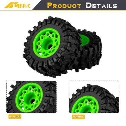 Plastic RC Short Course Truck Wheels and Rubber Tires & 12MM 14MM 17MM Hex Kit for 1/10 Arrma Senton Slash 4×4 2WD for Axial Losi Series Upgrade Part Green - color: Green