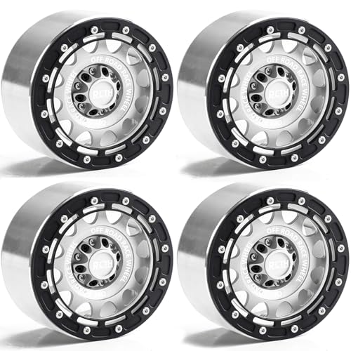 2.6” Beadlock Wheel Rims 4pcs for Scale RC Off Road Race, Use for OD 135mm Tires, Stamped Steel Wheel with 17mm/12mm Hexes Compatible with MJX H8H MK07 KM4 4082/83 1/7 1/8 1/10 Off Road Crawler Car - color: 2.6in A-rim-black-white