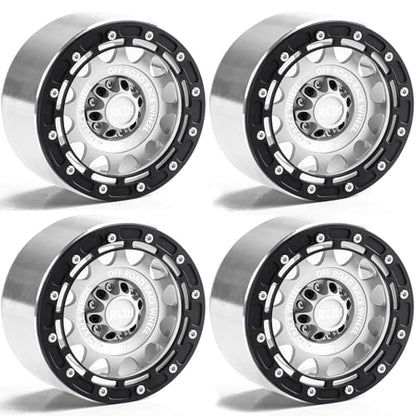 2.6” Beadlock Wheel Rims 4pcs for Scale RC Off Road Race, Use for OD 135mm Tires, Stamped Steel Wheel with 17mm/12mm Hexes Compatible with MJX H8H MK07 KM4 4082/83 1/7 1/8 1/10 Off Road Crawler Car - color: 2.6in A-rim-black-white