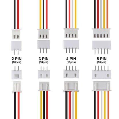 40Pairs JST-XH Connector Kit, XH 2.54mm 2/3/4/5 Pin Header Male and Female Connectors Plug Adapter with Flat Wire Cable 200mm 26AWG Compatible with JST XH (2/3/4/5P/Set) - color: 2/3/4/5P/Set