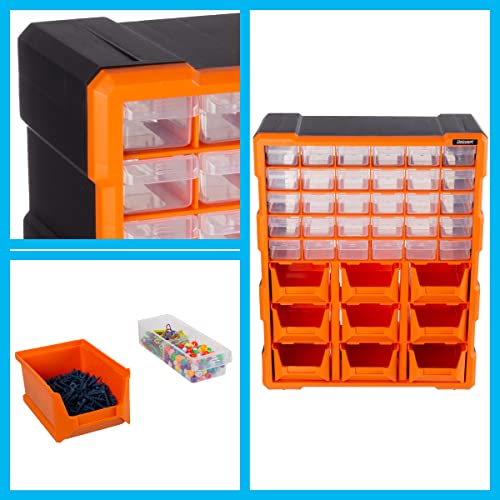 Stalwart Plastic Storage Drawers - 39-Drawer Screw Organizer, Black - size: 39-Drawer Screw Organizer