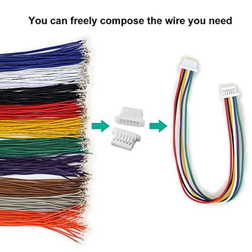 JST Connector Kit 1.0mm Pitch JST-SH 1.0 Micro Connector with Premium 28AWG Pre-Crimped Cables,SH 1.0mm Connector 3/4/5/6/7/8/9/10/12 Pin Housing (SH-Kit) - size: JST-1.0MM-SH