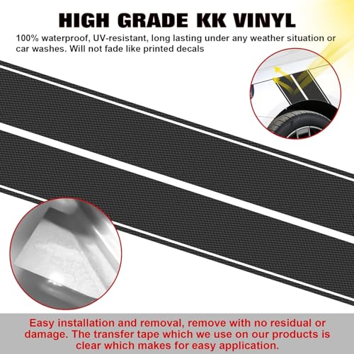 x xotic tech Fender Stripes Hash Marks KK Vinyl Decal Universal for Car Truck Sticker Racing Stripe 11"x23" (Carbon Fiber Pattern) - color: Carbon Fiber Pattern