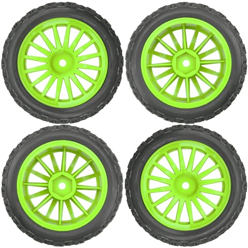4Pack Vgoohobby OD2.83in 1/10 On Road Rubber Tires w/Nylon Wheel Rims 12mm Hex Compatible with HSP HPI Redcat Tamiya Traxxas 1/10 RC On Road Racing Touring Car (Green) - color: Green