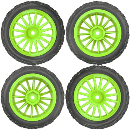 4Pack Vgoohobby OD2.83in 1/10 On Road Rubber Tires w/Nylon Wheel Rims 12mm Hex Compatible with HSP HPI Redcat Tamiya Traxxas 1/10 RC On Road Racing Touring Car (Green) - color: Green